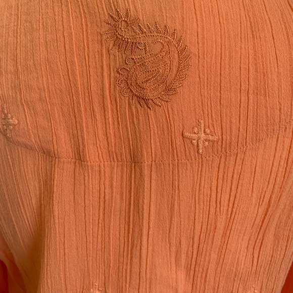 Soft Surroundings Orange Crepe Tunic Top Tassel Embroidered Floral size … - Picture 6 of 7